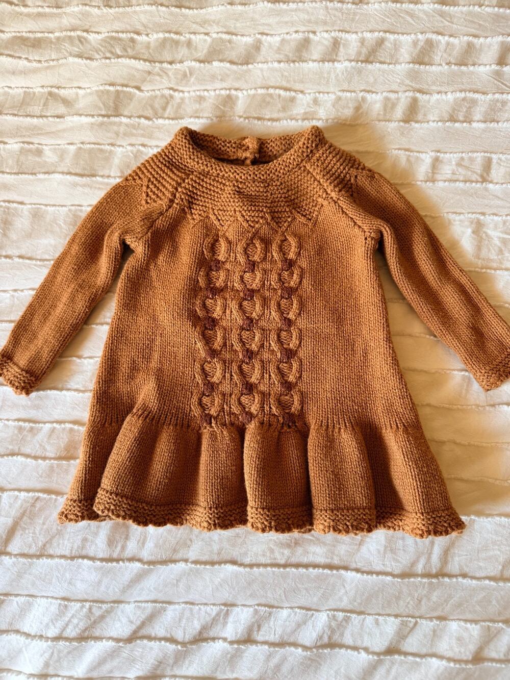 Cynthia Rowley Girls 3/4T Brown Chunky Knit Sweater Dress